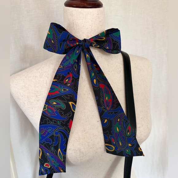TWILLY/SCARF!- Multiple Purposes Piece Royal Blue Paisley - Picture 2 of 7